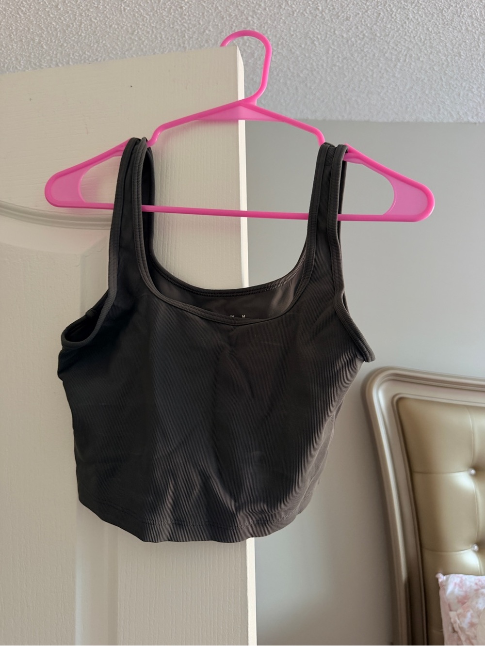 Aritzia Black Ribbed Scoop Neck Crop Tank
